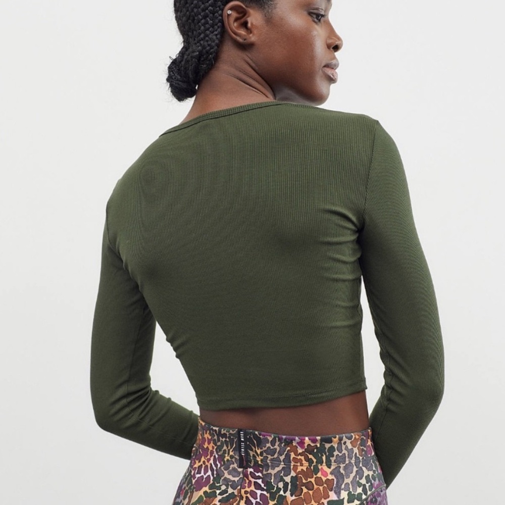 Adam Selman Square Neck Cardigan in “Army” green - Picture 6 of 14